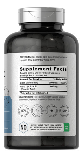 Suplemento De Ácido Alfa Lipóico Horbäach 600 Mg Com Biotina - Imagem 2