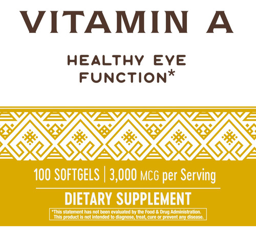 Suplemento Nature"s Way Vitamina A 3.000mcg 100 Cápsulas Gel - Imagem 2