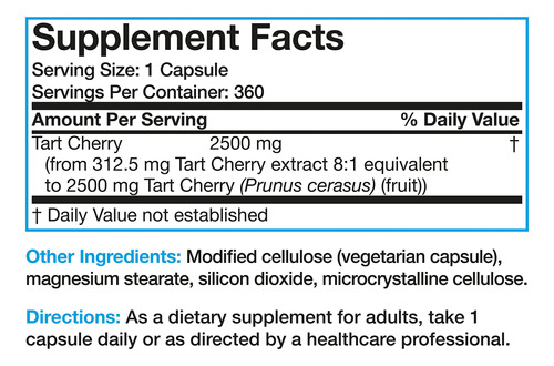 Suplemento Bronson Tart Cherry Extract 2500mg 360 Cápsulas - Imagem 8