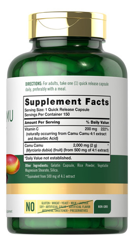 Suplemento Carlyle Camu Camu Em Cápsulas De 2000 Mg Com Vita - Imagem 2