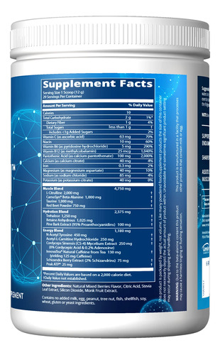 Pó Pré-treino Mrm Nutrition Driven Mixed Berry Flavor - Imagem 2