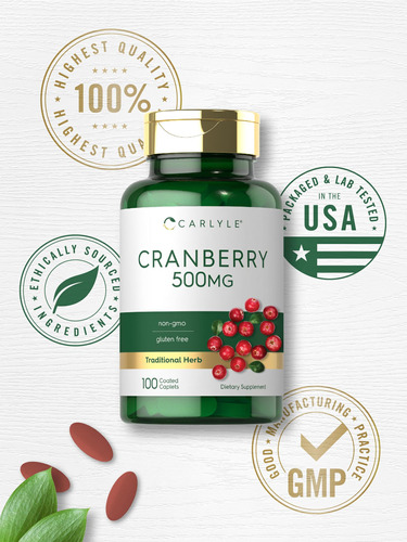 Suplemento Carlyle Cranberry Pills 500 Mg 100 Cápsulas - Imagem 6