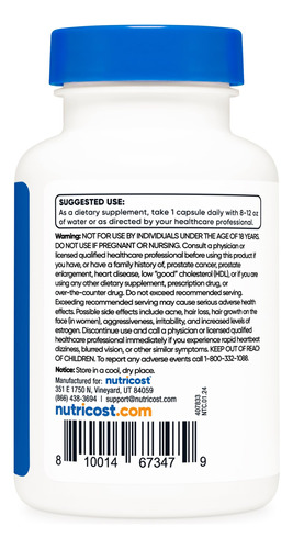 Suplemento Nutricost Pregnenolona 30mg 120 Cápsulas - Imagem 5