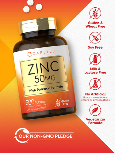 Suplemento Carlyle Zinc 50 Mg De Gluconato De Zinco 300 Comp - Imagem 4