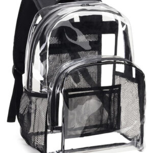 Mochila Transparente Resistente De Pvc Com Bolso Frontal