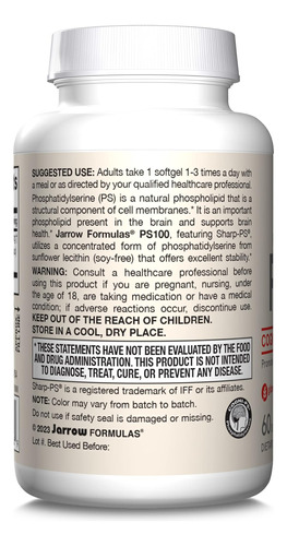 Jarrow Formulas Ps100 Fosfatidilserina 100 Mg, Suplemento Di - Imagem 9