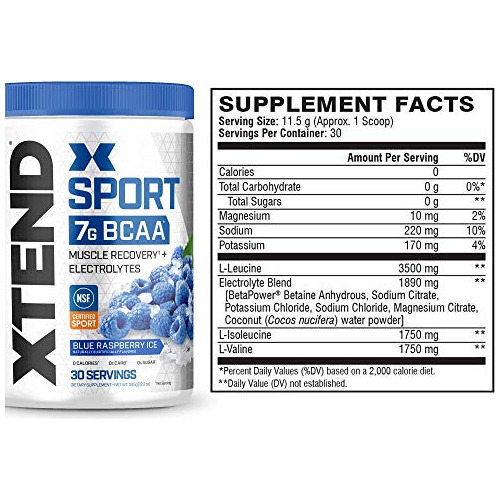 Xtend Sport Bcaa Powder Blue Raspberry Ice Pó Eletrolítico - Imagem 4