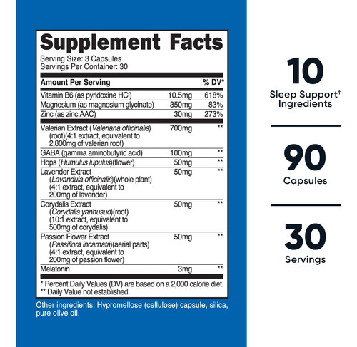 Complexo Sleep Aid Nutricost Sleep Aid 1330 Mg 90 Cápsulas - Imagem 2