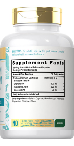 Suplemento Carlyle Chicken Sternum Colágeno Tipo Ii 3000 Mg - Imagem 2