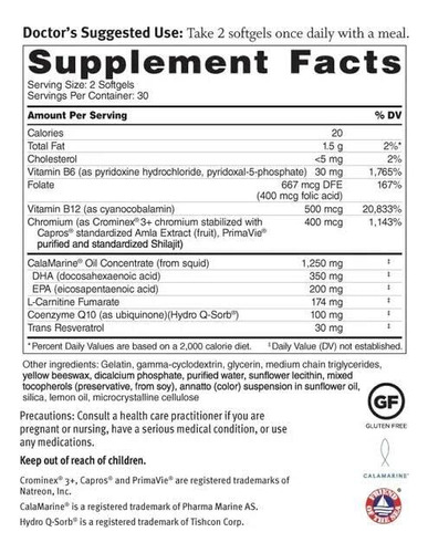 Suplemento Dr. Sinatra Omega Q Plus 100 Resveratrol 60 Softg - Imagem 2