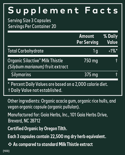 Gaia Herbs Milk Thistle - Suplemento De Fígado E Suporte De - Imagem 2