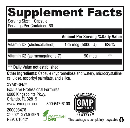 Suplemento De Ximogênio K2-d3 5000 Vitamina D3 5000 Ui Com K - Imagem 6