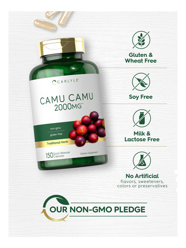 Suplemento Carlyle Camu Camu Em Cápsulas De 2000 Mg Com Vita - Imagem 4