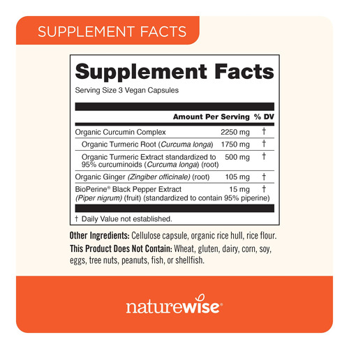 Suplemento Naturewise Curcumina Cúrcuma 2250mg 95% Curcumino - Imagem 5