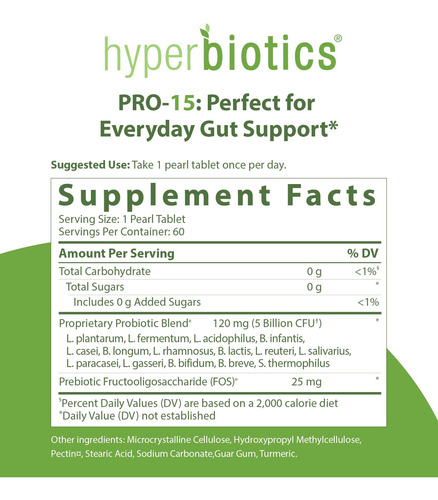 Suplemento Hyperbiotics Pro 15 Probiótico Vegano 60 Comprimi - Imagem 2