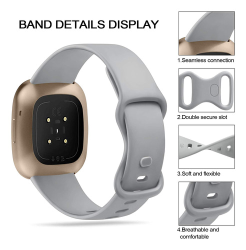 Pulseiras De Silicone Para Fitbit Sense/versa 3 Da Amzpas - - Imagem 3