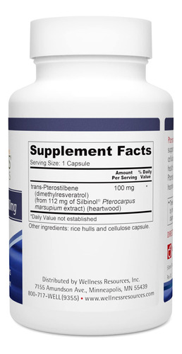 Suplemento Wellness Resources Pterostilbene 100mg 60 Cápsula - Imagem 2