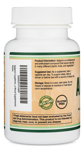 Suplemento De Apigenina De Madeira Dupla 50 Mg/cápsula 120 C - Imagem 6