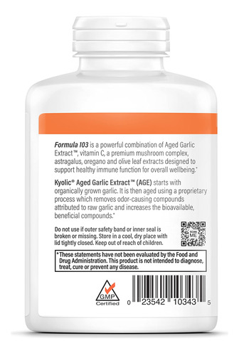 Suplemento Kyolic Aged Alho Extract Formula 103 300 Caps - Imagem 2