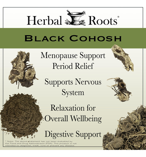 Suplemento Herbal Roots Black Cohosh Root 600mg 60 Cápsulas - Imagem 3