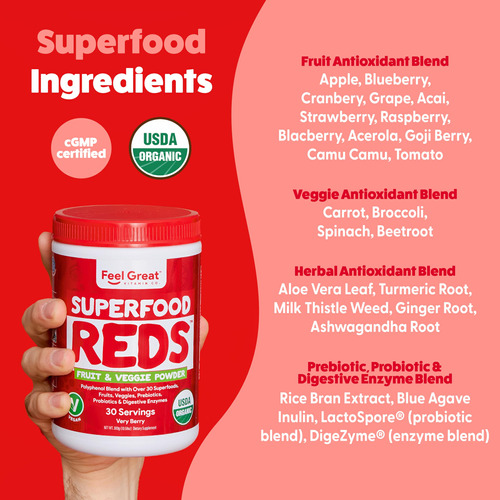 Suplemento Feel Great 365 Organic Superfood Reds Powder - Imagem 2