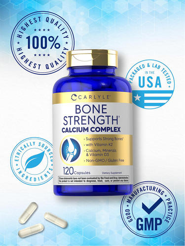 Suplemento Carlyle Bone Strength 120 Cápsulas Calcium Comple - Imagem 5