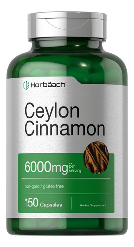 Suplemento Horbaach Ceylon Canela 6000mg 150 Cápsulas