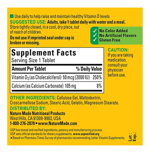 Suplemento Natural De Vitamina D3 2000iu, Cápsulas Gelatinos - Imagem 4