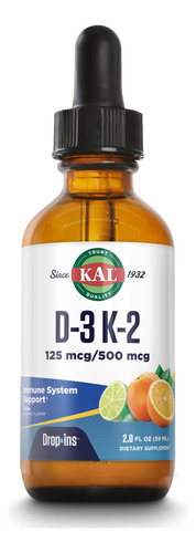 Suplemento Kal D3 K2 Dropins 125mcg/500mcg Líquido 60 Serv
