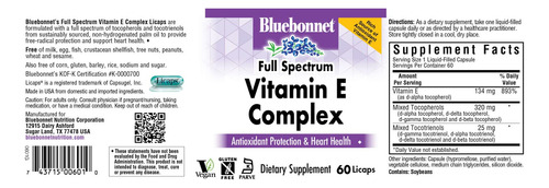 Suplemento Bluebonnet Natural Full Spectrum Vitamin E Comple - Imagem 2