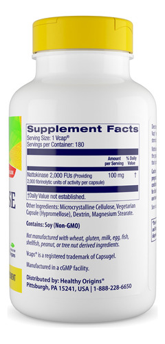 Suplemento Healthy Origins Nattokinase 2000 Fus 100mg - Imagem 2