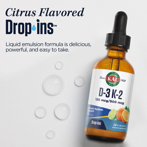 Suplemento Kal D3 K2 Dropins 125mcg/500mcg Líquido 60 Serv - Imagem 5