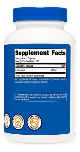 Suplemento Nutricost L-carnosina 500mg 120 Cápsulas - Imagem 6