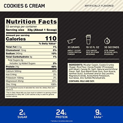 Proteína Em Pó Optimum Nutrition Gold Standard 100% Caseína - Imagem 3