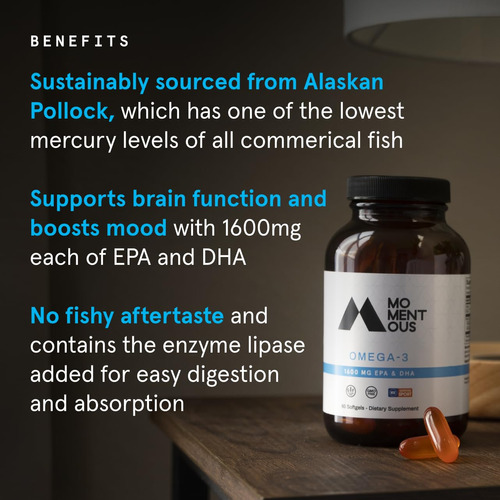 Suplemento Momentous Omega-3 De 1500 Mg De Óleo De Peixe Diá - Imagem 3