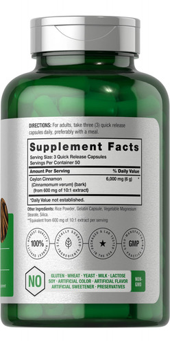 Suplemento Horbaach Ceylon Canela 6000mg 150 Cápsulas - Imagem 2