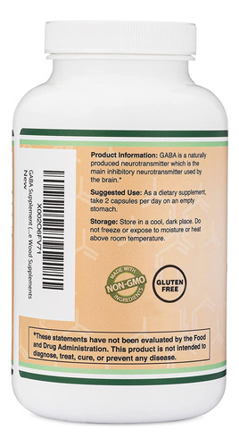 Suplemento Gaba Double Wood 500 Mg 300 Cápsulas - Imagem 3
