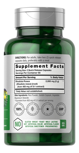 Suplemento Horbäach Rhodiola Rosea Em Cápsulas 2000 Mg 180 U - Imagem 2