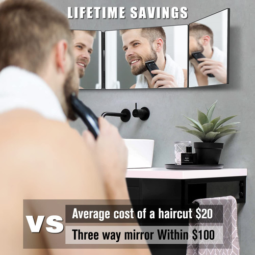 Espelho De 3 Vias Olibuy Para Corte De Cabelo, Barbeador E M - Imagem 7