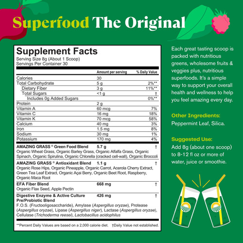 Superalimento Amazing Grass Super Greens Powder 30 Porções - Imagem 4