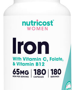 Suplemento De Ferro Nutricost Para Mulheres 65 Mg Com Vitami