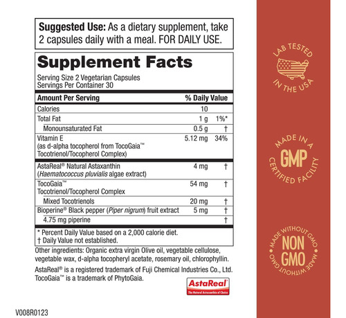 Suplemento: Produtos De Pureza: Astafx, Astaxantina 4 Mg, 60 - Imagem 2