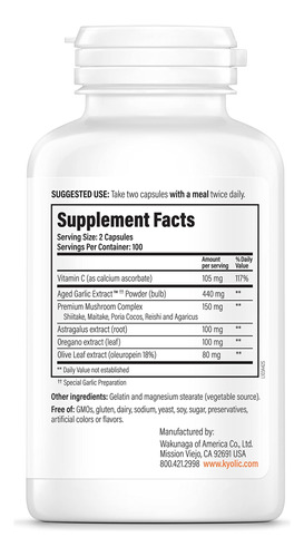 Suplemento Kyolic Aged Alho Extract Formula 103 200 Cápsulas - Imagem 3