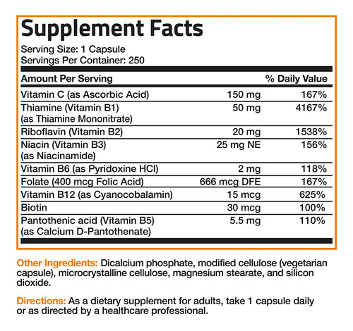Suplemento Do Complexo De Vitamina B Bronson Com Vitamina C - Imagem 8