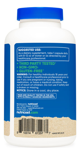 Suplemento Nutricost Shatavari 600mg 180 Cápsulas Orgânicas - Imagem 5