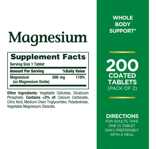 Suplemento Nature's Bounty Magnésio 500 Mg 400 Comprimidos - Imagem 2