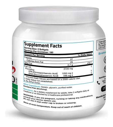 Óleo De Pescado Bronson Omega 3 Tripla Força 2720 Mg 19 - Imagem 3