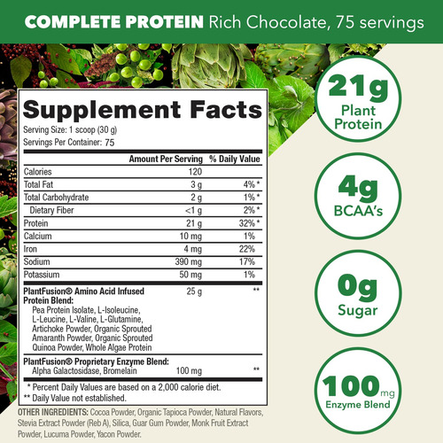Proteína Em Pó Plantfusion Complete Vegan Rico Chocolate 2.2 - Imagem 2