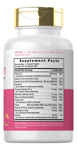 Suplemento Diário Carlyle Para Mulheres, Multivitamínico 365 - Imagem 2
