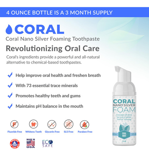 Pasta De Dentes Coral Nano Silver Foaming Cool Mint 120ml - Imagem 2